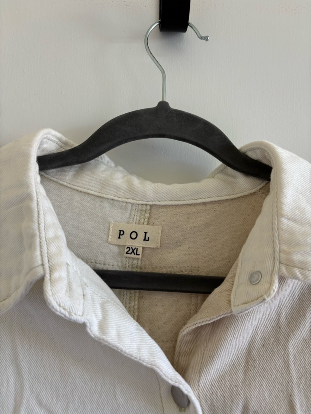 POL two-tone cream blue white corduroy oversized shirt shacket spring summer - Picture 8 of 9
